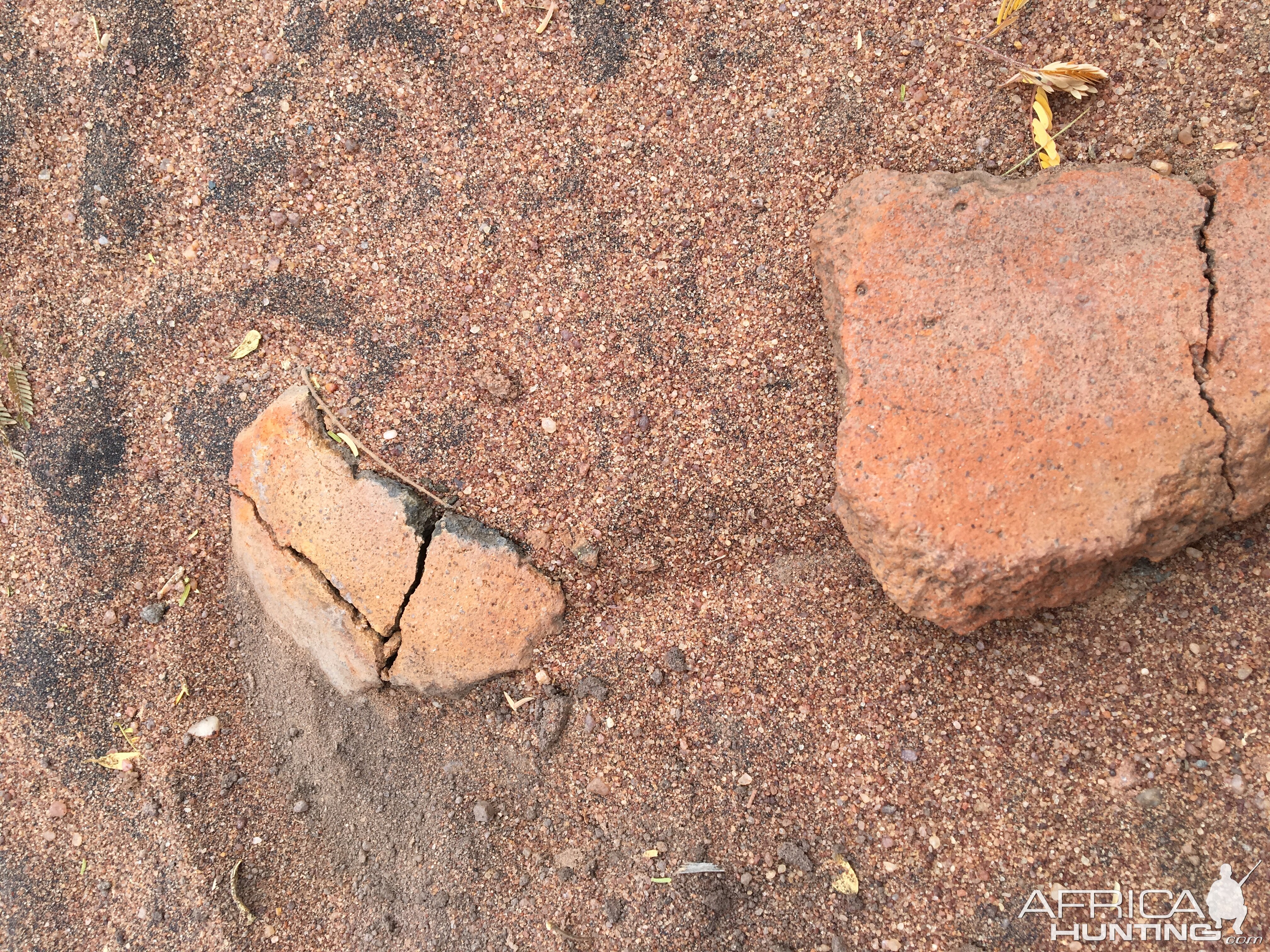 Pieces of pottery litter the ground