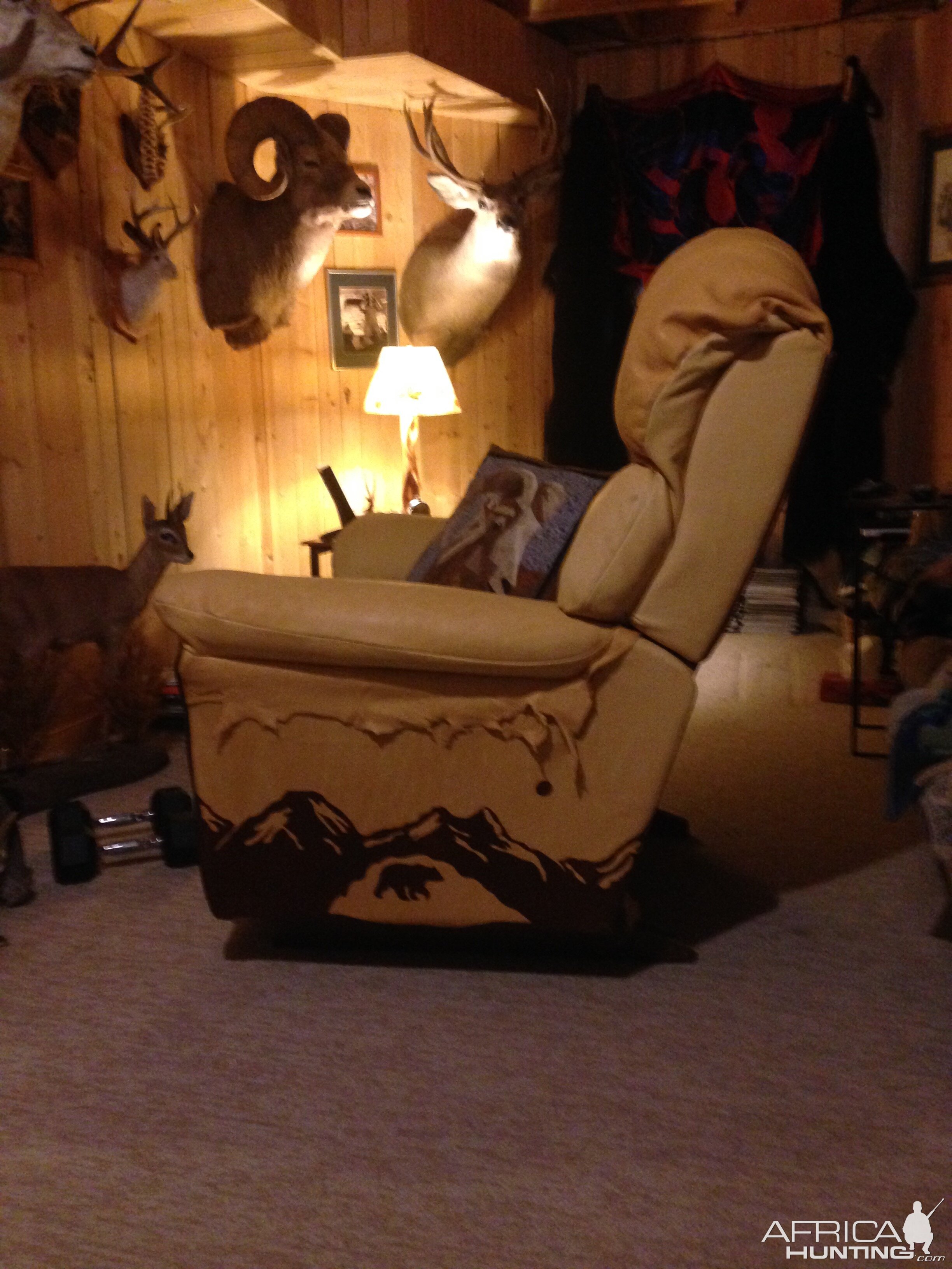 Recliner Chair made with Moose, Elk & Caribou tanned hides