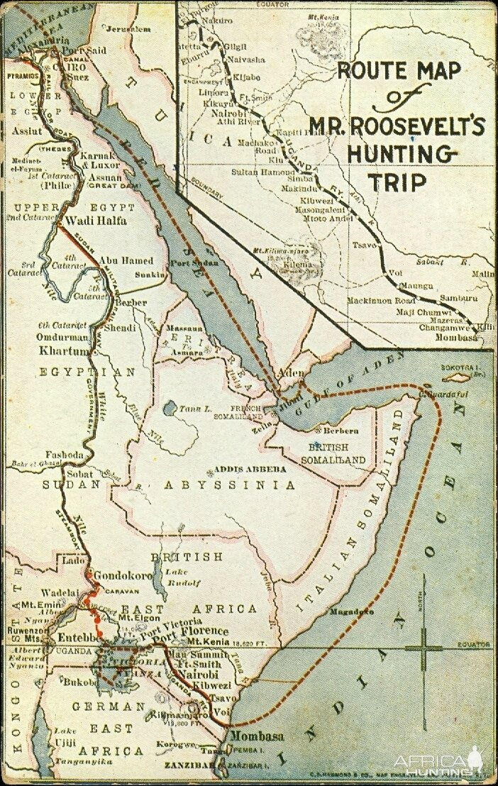 Route Map Of Rooseveldts Hunting Trip