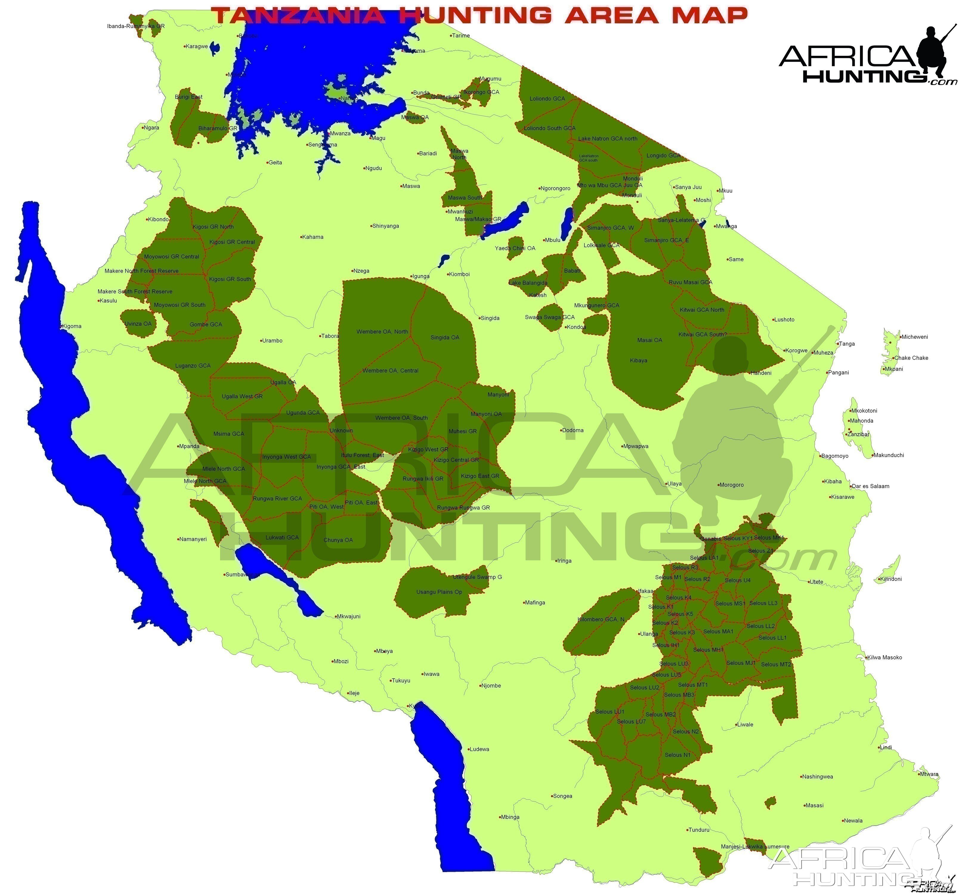 Tanzania Hunting Area Map