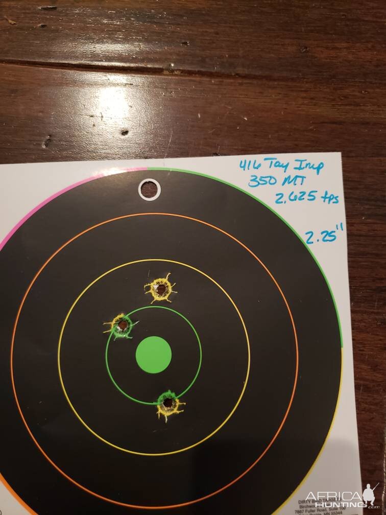 Tested loads in my 416 Taylor Imp