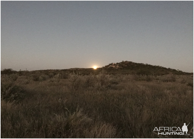 The moonrise is just beginning, spectacular