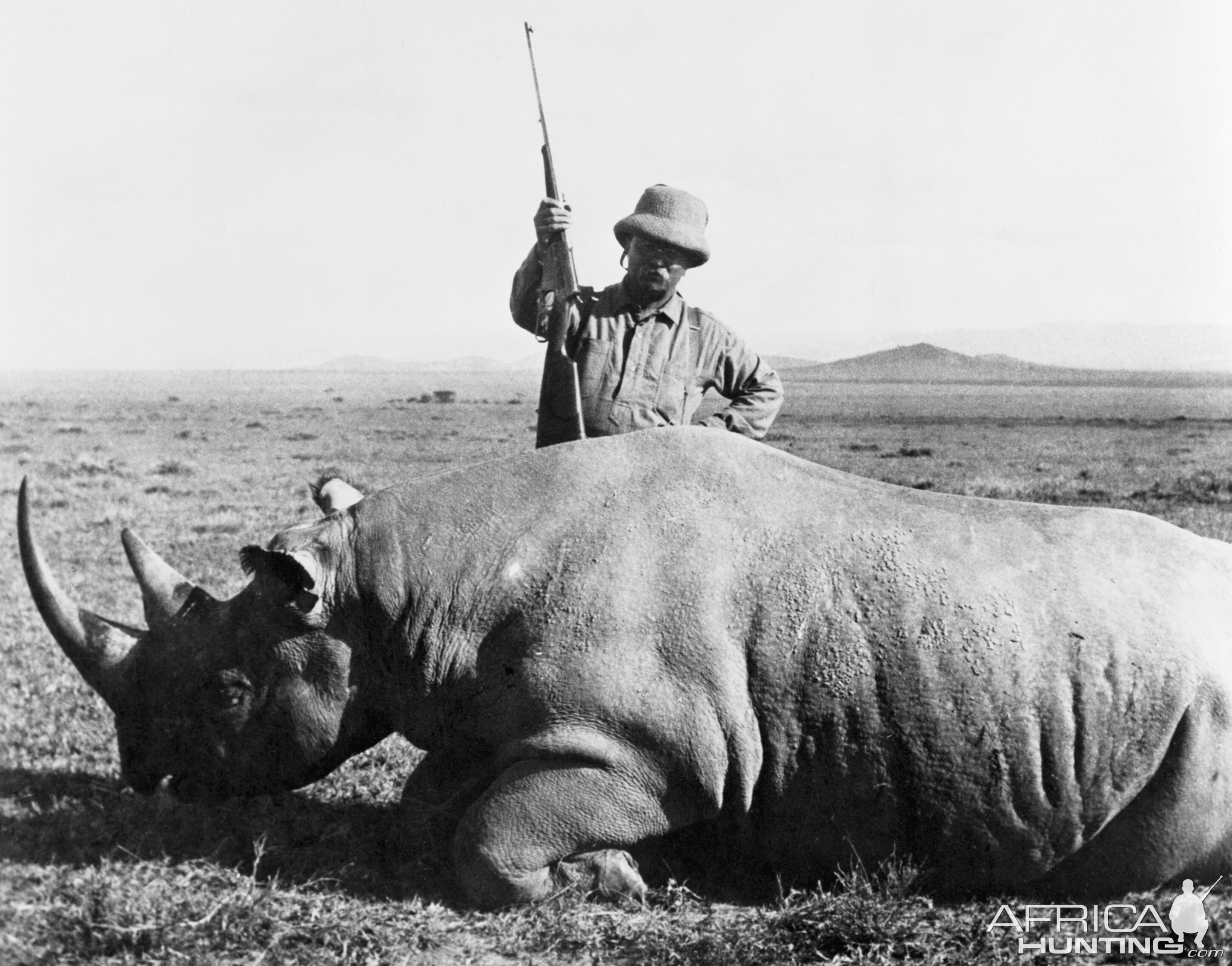 Theodore Roosevelt Hunting Rhino