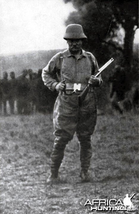 Theodore Roosevelt in Africa in his hunting costume