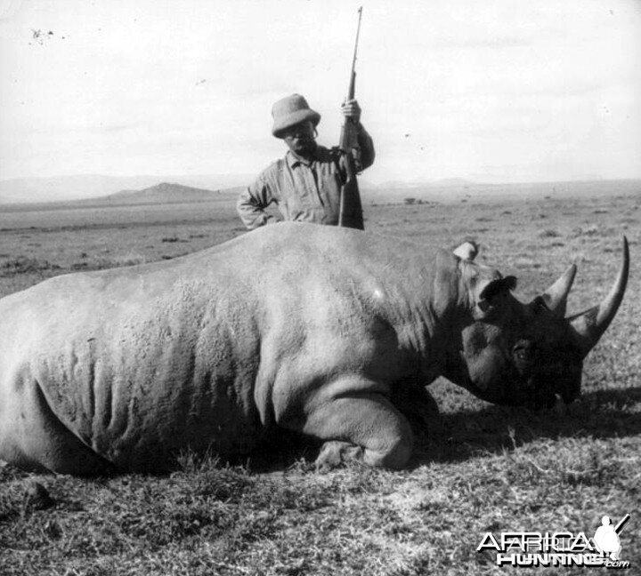 Theodore Roosevelt with black rhino