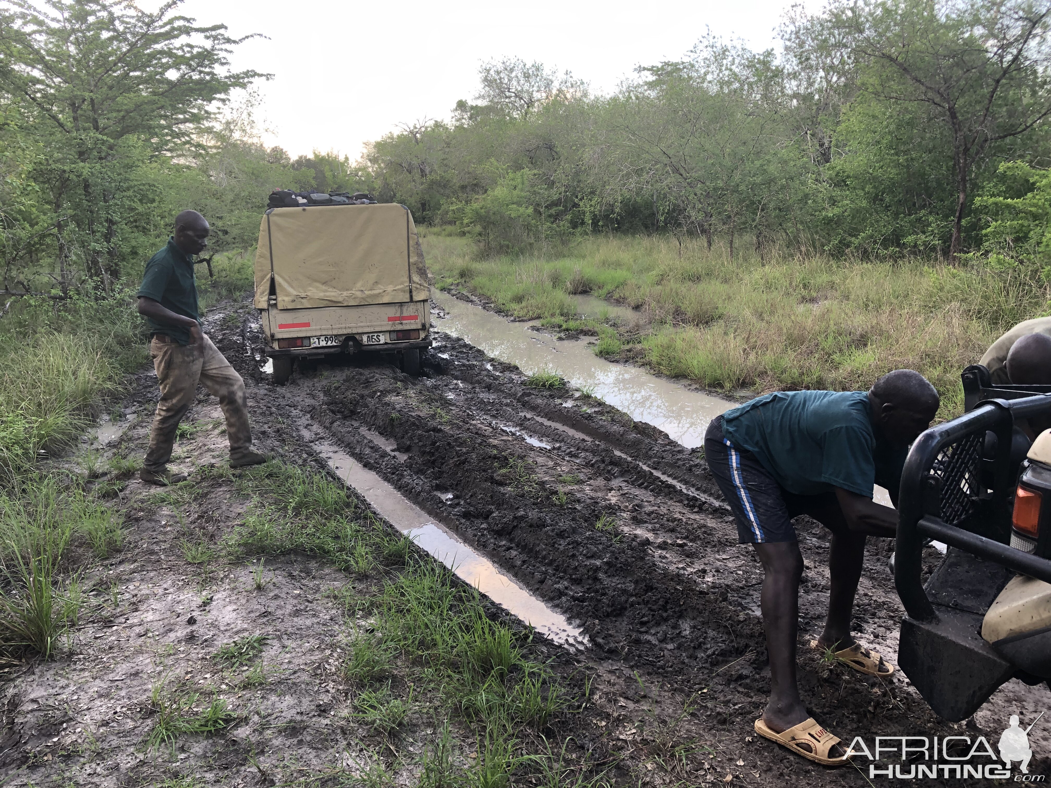 Vehicle with the Trackers and the Game Scout stuck in the mud