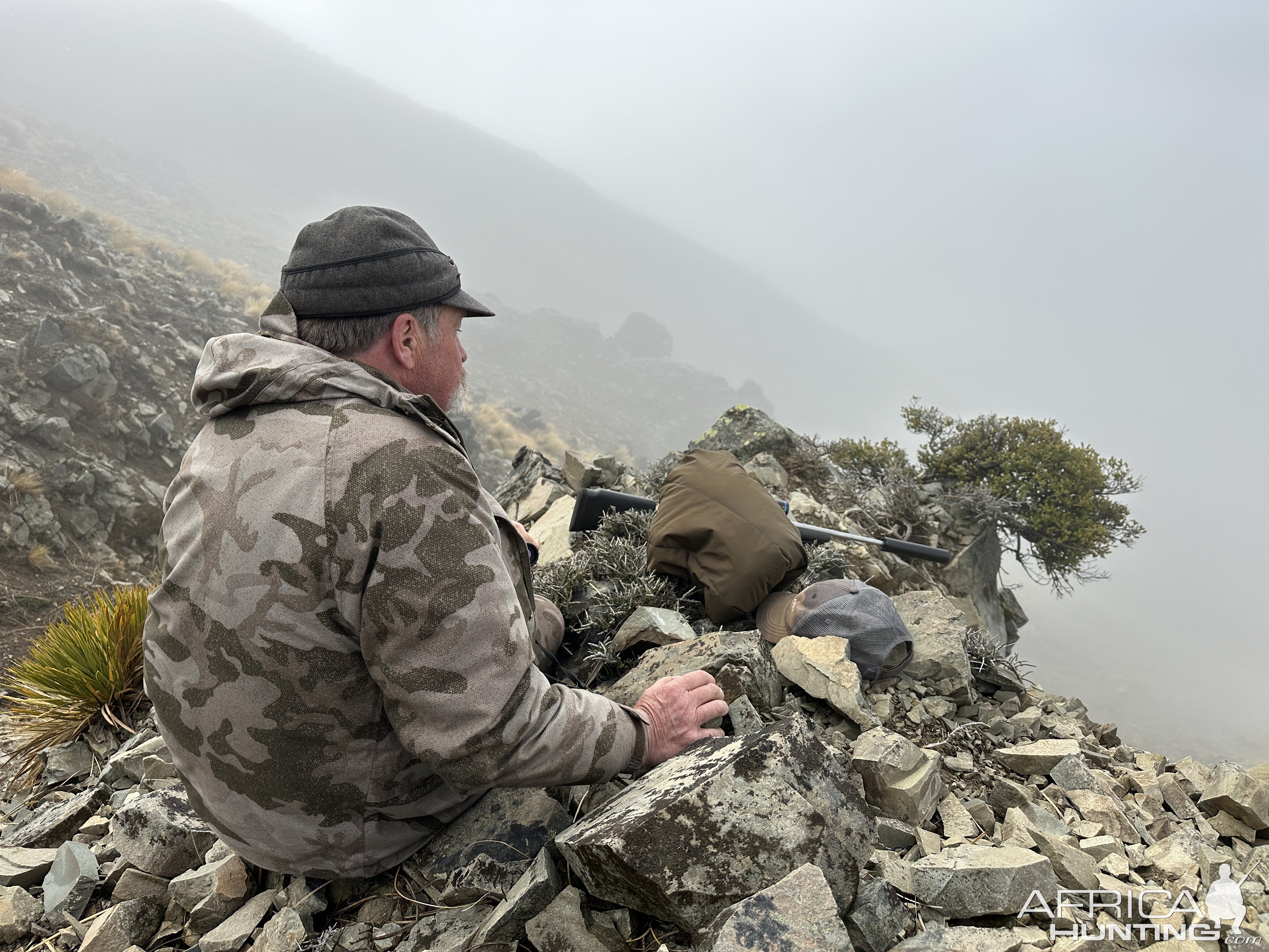 Waiting on the fog to clear Tahr hunting